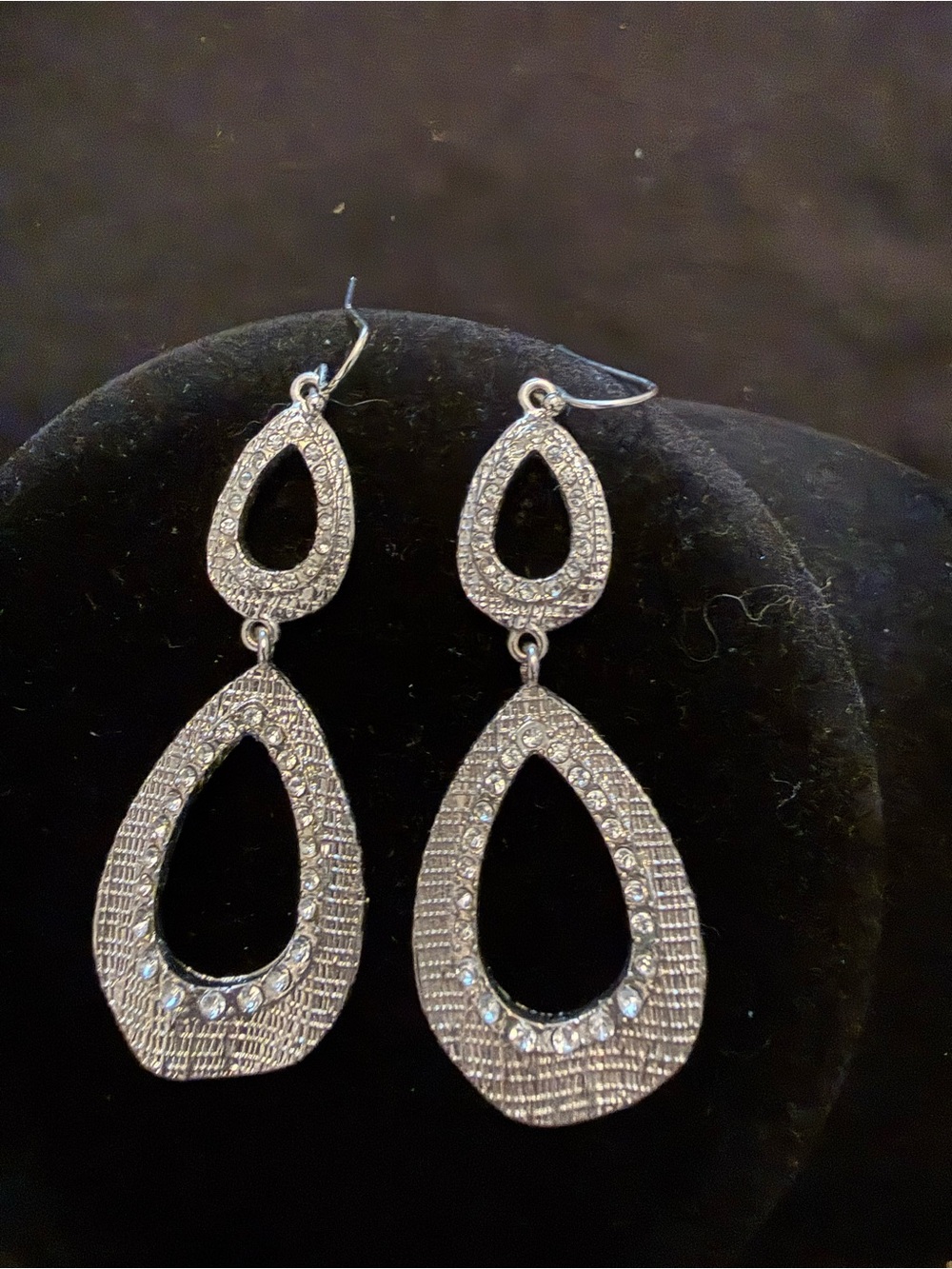 Silver Teardrop Dangle Earrings - Unbranded